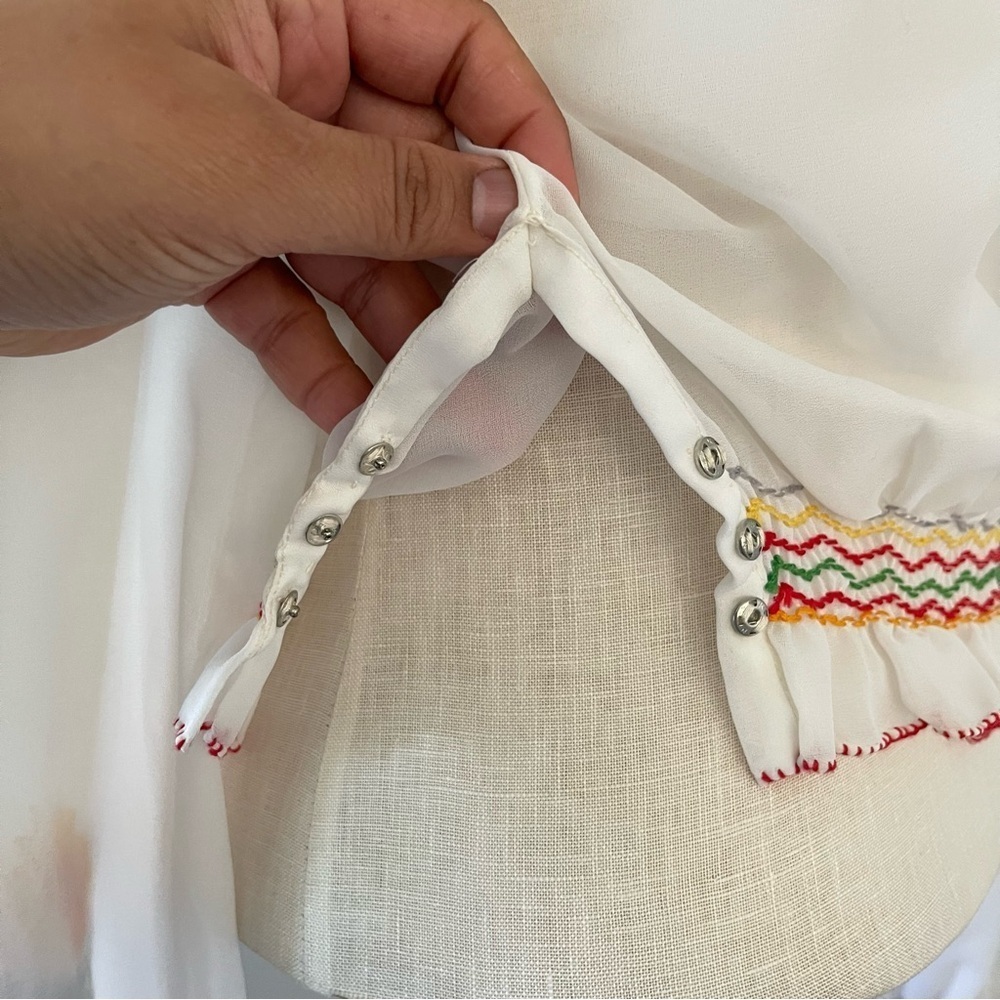 Cottagecore Vintage 70’s Hungarian embroidered peasant top size 46 deadstock - Picture 6 of 8